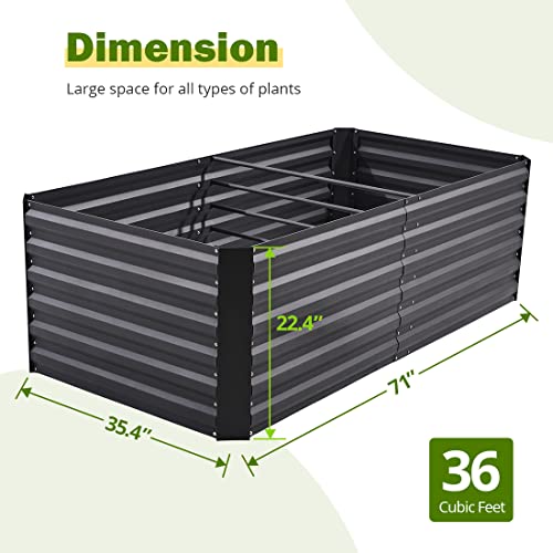 Quictent Galvanized Raised Garden Bed 6X3X2 Ft With 3 Pcs Tomato Cage 1 Pc Weed Barrier Gloves, Bottomless Metal Planter Box Vegetabes Flowers Herbs Backyard Patio #TOP6