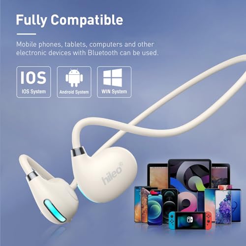 Image of HILEO Open Ear Headphones, Wireless Earbuds Bluetooth 5.3 Sports Earphones, Gaming Headset with Noise Cancelling Mic, IPX5 Waterproof, 10 Hours Musictime