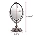 JUXYES Metal Tabletop Antique Decorative Makeup Mirror with Stand, Vintage Swivel Double Sided Cosmetic Mirror with Frame, Retro Desktop Oval Dressing Mirror for Bathroom Bedroom