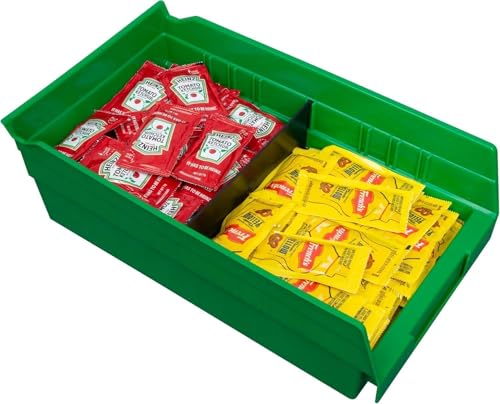 Image of Akro-Mils 30130 Plastic Shelf Bins, Heavy Duty Storage Bins for Garage, Closet, and Drawer Organization, 12 inch x 6-1 /2 inch x 4 inch, Green, 12-Pack