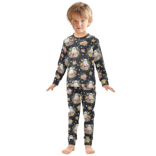 Pajama Sets Long Sleeve Ghost Floral Pattern Soft Comfy Sleepwear 2 Piece PJS 3-8T2