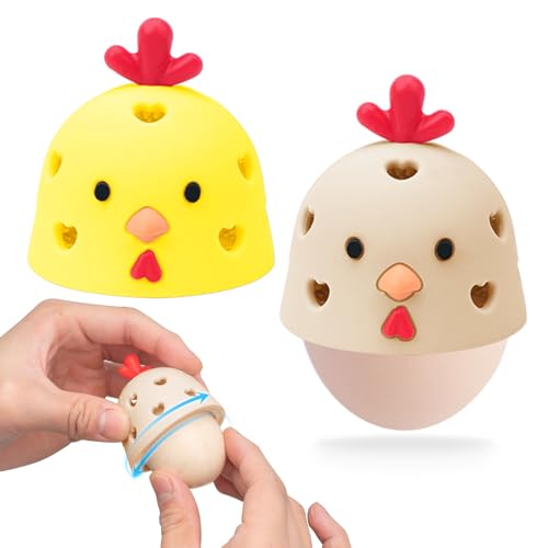 Image of Sokfone 2Pcs Silicone Egg Washer for Fresh Eggs, Multipurpose Cleaning Egg Brush Tool Funny Chick Shape Egg Scrubber Reusable Egg Brush Cleaner（Yellow+Eggcolor）