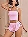 Avidlove Women Cami Ribbed Pajama Set Sexy Side Slit Sleepwear Lingerie 2 Piece PJ Set Pink Large