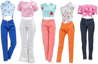 E-TING 5 Sets Fashion Handmade Causal Clothes Blouse Pants Outfits for 11.5 inches tall Doll Gift for Girls (Doll is Not Included) (40784)
