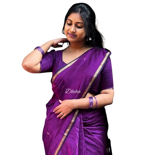 Image of Original Maheswari Cotton Silk Saree for Women | Kanjivaram Pure Silk Cotton Sari with Blouse | Zari Work | Tassels | Handloom Weave