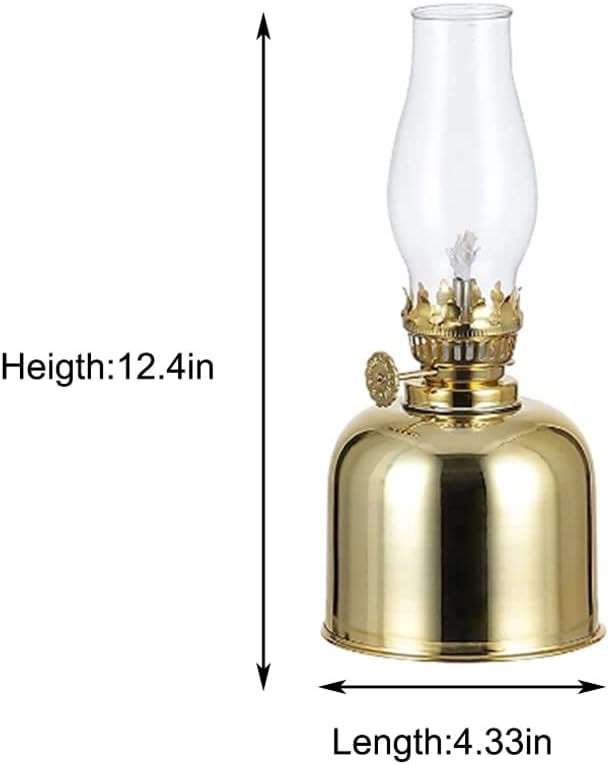 Golden Atmosphere Light Adjustable Horse Oil Lamp Retro Oil Lantern Metal Desk Light Vintage Decoration Illumination Kerosene Lamp for Living Room Restaurant Kitchen Study