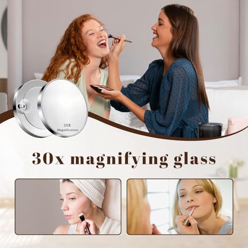 VelvetGlow Espejo Aumento 30x con Ventosa Y Pinzas, Espejo Cosmético De Alta Precisión para Maquillaje Y Depilación De Cejas - imagen 4