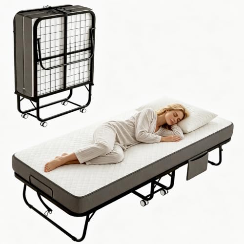 Folding Bed with Memory Foam Mattress (75x31)