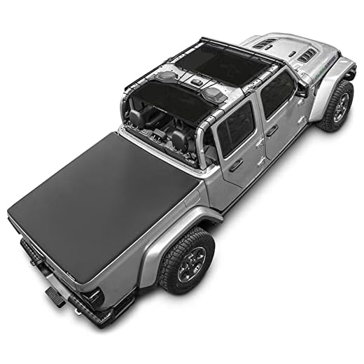 Alien Sunshade Jeep Gladiator Sun Shade (2018-Current)- Front & Rear Mesh Sunshade for Jeep Gladiator 4 Door, Reduces Wind & Noise – Universal Fit for Jeep Gladiator Accessories - (Black)