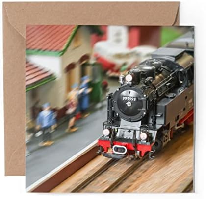 1 x Greeting Card Model Train Steam Locomotive - Blank Birthday ...
