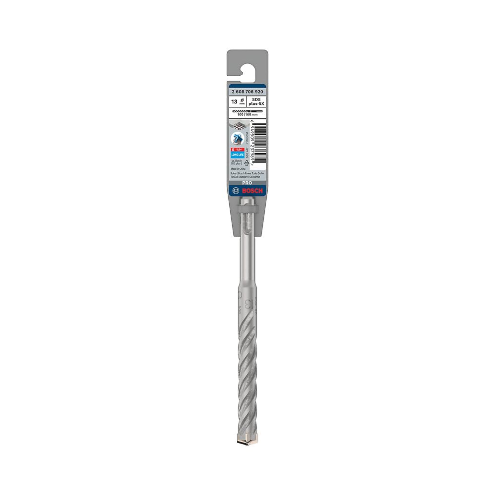 Bosch 1x PRO SDS plus-5X Kırıcı Delici Delme Ucu (Donatılı Beton, Beton, Ø 13,00 mm, Professional Aksesuar Kırıcı Delici)