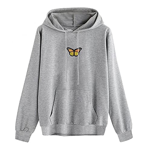 Reokoou Women Sweatshirts Fall Top Lightweight Long Sleeve Drawstring Hooded Pullover Pocket Hoodies Activewear
