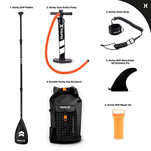 Hurley Phantomtour 10' 6" Stand Up Paddle Board With Hikeable Backpack, Air Pump, Adjustable Floating Paddle, Coiled Leash, Fin & Repair Kit (Color Wave) #TOP2