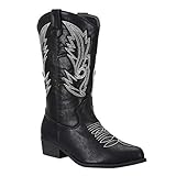 Schwarz Stiefel SheSole Damen Westernstiefel Halbhohe Cowboy Stiefel Schwarz 42