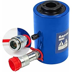 AMZCNC 30 Ton Hollow Hydraulic Ram Cylinder, 2 Inch, Single Acting | Riggers & Fabricators, 10000 PSI Hydraulic Lifting Cylinder for Bridge, Steel, Machinery & Equipment Repair