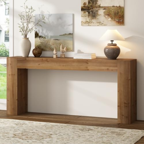 WINWY 70" Solid Wood Console Table for Entryway, Extra Long Sofa Table