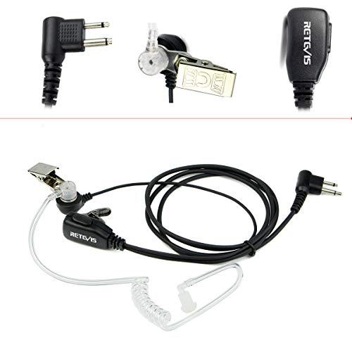 Retevis Two Way Radio Earpiece With Mic 2 Pin, Compatible With Motorola Cp185 Cp100D Cp200 Cp200D Gp300 Gp2000 Cls1110 Cls1410 Brp40 2 Way Radios, Acoustic Tube Walkie Talkie Earpiece With Ptt(1 Pack) #TOP3