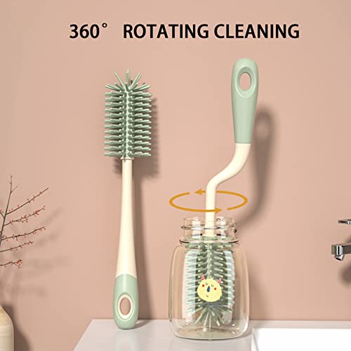 Baby Bottle Brush, Long Handle Silicone Bottle Brush Baby Bottle Brush Set For Baby Breast Pumps, Nipples, Breastmilk Storage Bag, Reusable Straws, Sippy Cups Bottle Brush With Stand #TOP3