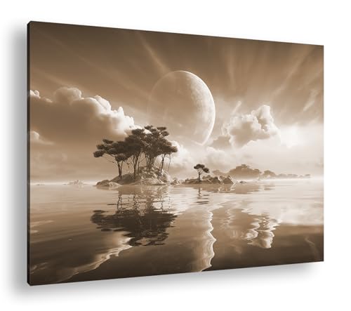 Toile paysage de rêve deyoli pour habiller un grand mur vide effet sépia