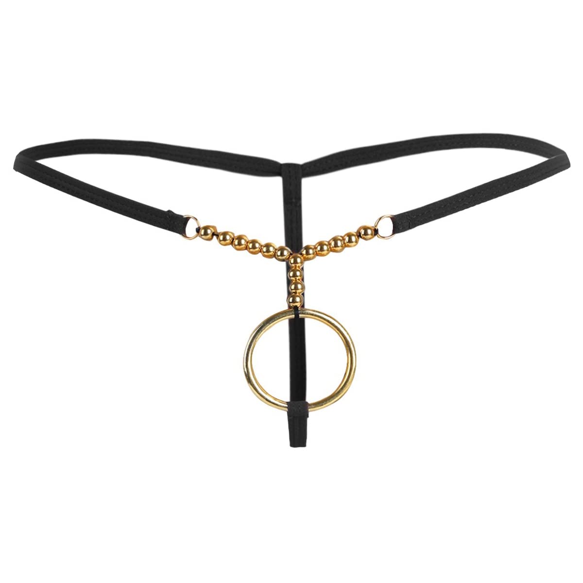 xenza Men's Sexy String Thong with Golden Ring and Beads G-String for Men-picture-37