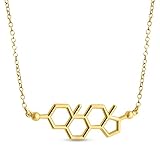 AZAGGI Gold Plated Sterling Silver Handcrafted Chemical Structure of Testosterone Molecule Pendant Necklace (18)