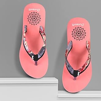 Doctor Walk Women's Floral Print Flip Flops, Mint Green, Comfort Platform Sandals