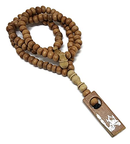 Muslim Wooden Tasbih 99 Rosary Beads Amn081 Printed Picture Tag Islam Prayer Zikr Misbaha Ramadan Gift (Brown_02) - Thumbnail 2