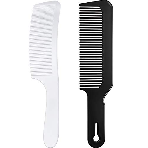 2 Pieces Hair Comb Set Curved Barber Clipper Comb Flat Top Comb Hairdressing Salon Clipper Comb with Hanging Hook for Hair Beauty Tool