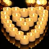 Candles Battery Operated, Flameless Candle Warm White Fake LED Tea Light Votive Candle, Electric Tealight Bulk for Halloween Pumpkin Lights, Wedding Decor, Christmas Decorations Pack of 24