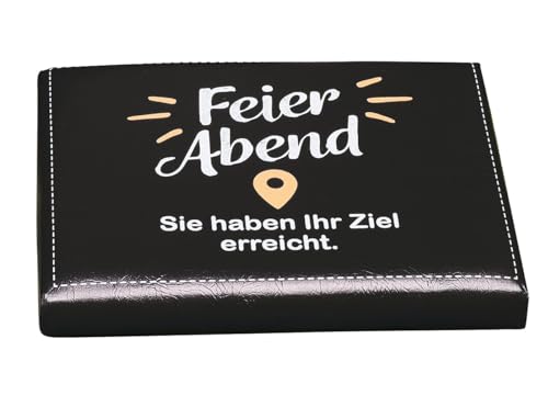 CULT at home Bierkasten Aufsatz Feierabend - Bierkastensitz inkl. Bierdeckel Memospiel - Sitzauflage für Bierkiste Getränkekiste - Hocker für Balkon Camping 44 x 34 cm