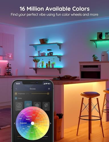 Govee LED Lights 5m, Bluetooth LED Strip Light App Control, 64 Scene Modes and Music Sync, for Bedroom, Party, DIY Home Decoration