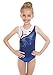 Produktbild Vincenza Dancewear 'Disco' Blue Metallic, Girls Short Sleeved Leotard for Gymnastics (6-7 years, 27")