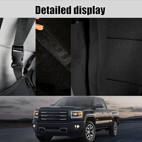 EDIETH Seat Covers for Chevy Silverado & GMC Sierra 1500 2014 2015 2016 2017 2018 Front & Rear 60/40 Split Bench Full Set Foam Padded Heavy-Duty Automotive Seat Cover Set - Black by EDIETH - Used condition - Image 7