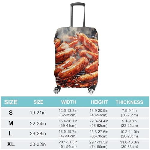 Sausage on Fire Elastic Luggage Cover Suitcase Protector for 19-32 Inch Suitcases | Universal Stretchable Travel Bag Cover | Anti-Scratch, Washable with Zipper Closure S2