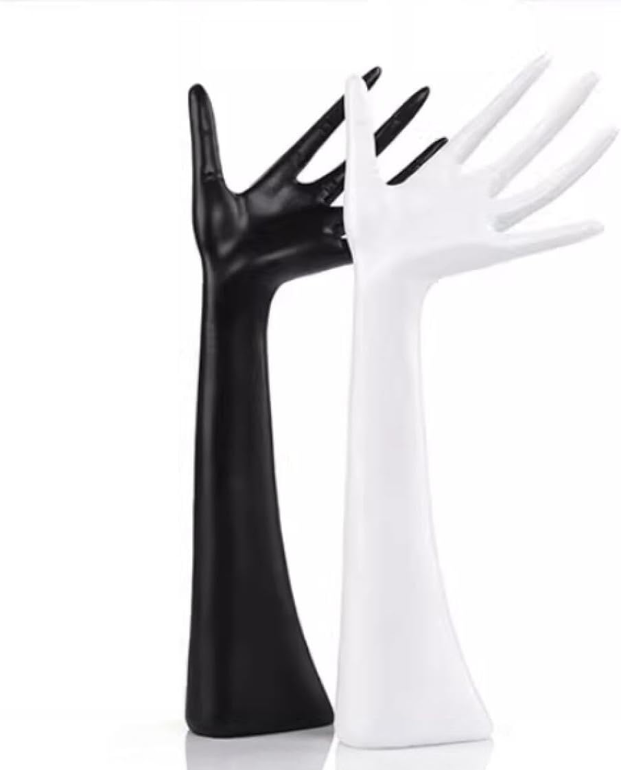 YJIUYUANQ Female Mannequin Hand Display for Jewelry Holder Bracelet Necklace Ring Stand, Black and White, 2-Pack
