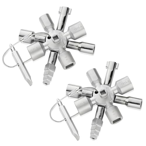 KAGHSTH Chiave quadro quadro per comuni sistemi di chiusura, 10 profili, per sistemi di chiusura ospiti, chiavi universali 10 in 1, chiave universale, chiave a croce (2 pezzi)