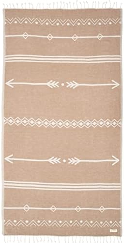 FESHKA Sand Free Turkish Beach Towel (37 x 67) Quick Dry Bath Towel, Oversized Beach Blanket, Lightweight for Travel - Made with 100% Organic Turkish Cotton - Native (Brown)