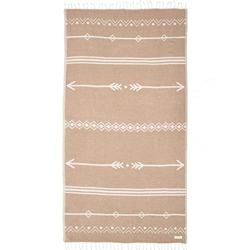 Feshka Sand Free Turkish Beach Towel (37 X 67) Quick Dry Bath Towel, Oversized Beach Blanket, Lightweight For Travel - Made With 100% Organic Turkish Cotton - Native (Brown) #TOP1