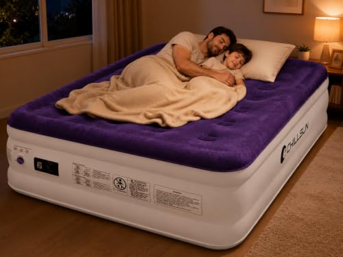 Image of CHILLSUN Air Mattress Full with Built in Pump, 18 inch Raised Comfort Blow up Mattress, Inflatable Mattress colchon inflable, Upgraded Flocked Top Air Bed with Storage Bag for Home, Camping & Guests