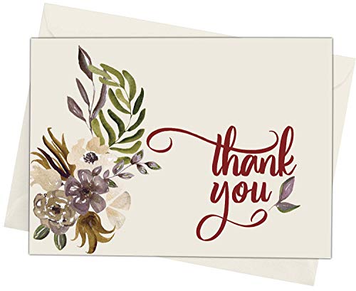 Cartes remerciement condoléances fleurs d'automne lot de 50