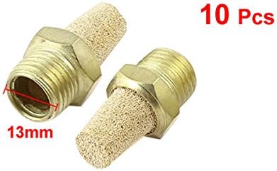 Sourcingmap 10 Pcs 1/4PT Thread Pneumatic Air Exhaust Silencer Muffler Gold Tone - Image 3