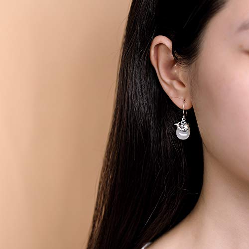Pendientes de carpa de jade blanco de jade hetiano de plata 925 estilo oriental 2