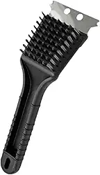 Escova para Limpar Grelha Churrasqueira com Espátula 2 em 1 Cerdas Aço Inoxidável Durável Remove Gordura e Sujeiras Facilmente Limpeza Eficaz