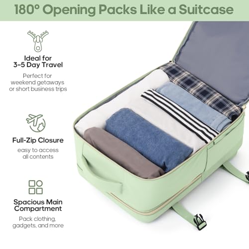 Image of Luggage Sets 3 Piece, Carry On Luggage 20In With Spinner Wheels,PC Hardside Suitcase Set with TSA Lock,Durable Carry On Suitcase With Travel Backpack for Men (Light Green, 3 piece set (BP /20inch))