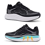 Women's Orthopedic Fashion Sneakers: Comfort High Arch Orthotic Swollen Feet Pain Relief Plantar Fasciitis Trail Sneakers, Supportive Exploration Training Running Walking Shoes Black Size 8