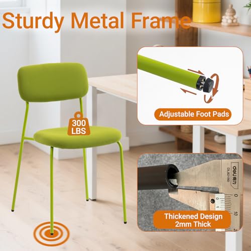 Image of Sidanli Stackable Waiting Room Chairs, Armless Dining Chairs Without Wheels Set of 4 with Comfotable Cushion for Reception Break Room Lobby, Green