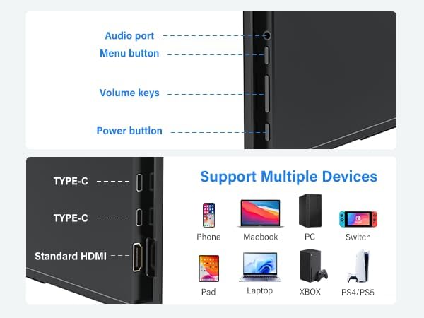 Monitor Portátil 16 Pulgadas 2K IPS 240Hz con Altavoces miniatura 4