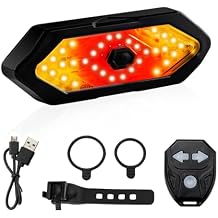 Bike Tail Light with Turn Signals, USB Rechargeable Rear Bike Light Wireless Remote Control with Bike Alarm, 5 Modes Waterproof Bright Safety Warning Light Cycling Scooter for Night