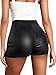 SOFIA'S CHOICE Women Faux Leather Skort High Waist Slit Split Sexy Mini Bodycon Short Skirt Black Medium