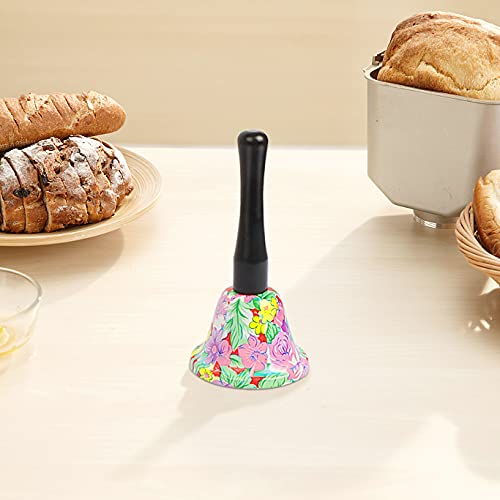 Floral Hand Bells, Ringing Call Bell with Handle for Desk, Service, Classroom, Party and Wedding, Decor Bell with Brilliant Pattern for Recovery Assistance, Noisemaker Gifts for Children and Teacher - Thumbnail 6